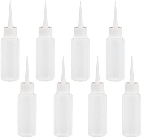 IRYNA 8Pcs Squeeze Applicator Bottles 50ml Plastic Squeeze Bottles Salon Hair Color Applicator Bottle for Paint Art, Craft, Liquids, Glue
