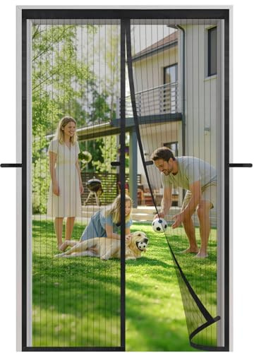 Meet Beauty Fliegengitter Tür Magnet Insektenschutz 100x210cm, 3. Generation Winddichter Magnetvorhang für Balkontür, Terrassentür & Wohnzimmer, Ohne Bohren Montage, Schwarz