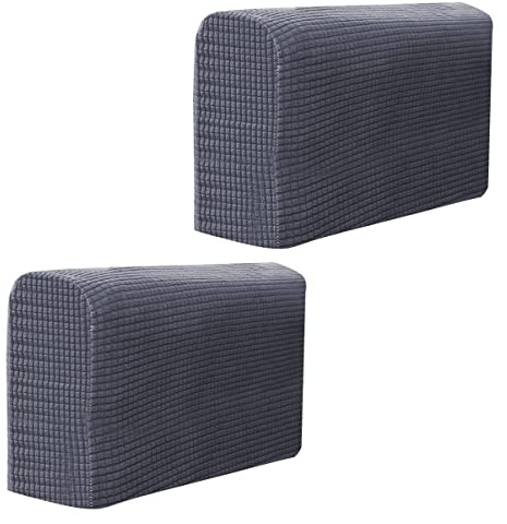 SEWACC Stretchsofa Armlehnenabdeckungen 2Pcs Universal Stuhl Armschutz Sesselschlupfschicht- Protektor Elastische Sofa- Armlehnen- Protektor für Sofa Couch Stuhl Liege (Dunkelgrau)