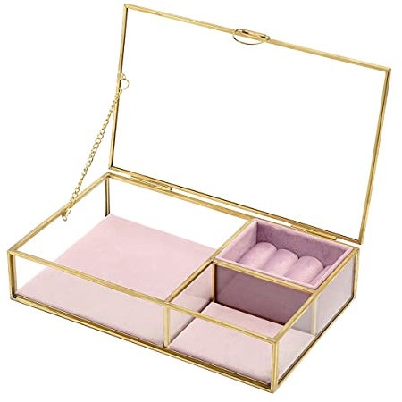 Signes Grimalt By SIGRIS - Joyero organizador Dorado de Cristal Vidrio | Joyero Caja Joyero Joyeros Zara Home 5x14x23cm