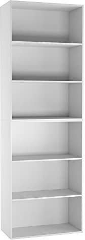 URBNLIVING Wide 6 Tier Wooden Shelf Display Bookcase (White), One Size
