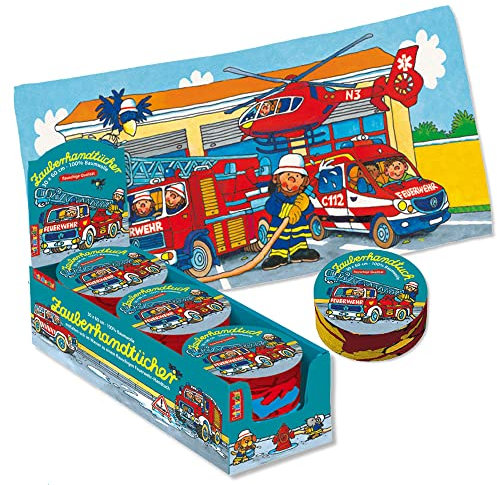 itsisa Magisches Handtuch Feuerwehr 60x30 cm - Zauberhandtuch, Kinder Handtuch, Kindergeschenk, Feuerwehrmann, Adventskalender