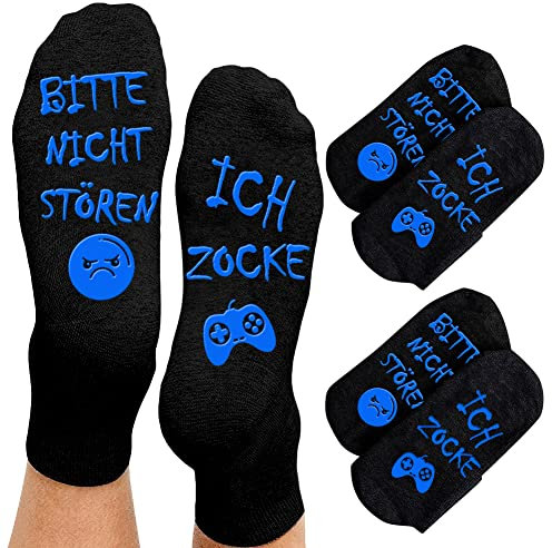 Gaming Socken, Lustige Socken mit Spruch Bitte Nicht Stören Ich Zocke Weihnachten Geschenke für Männer Geburtstag Kleinigkeiten Weihnachtsgeschenke für Männer Adventskalender Füllung Kinder Teenager