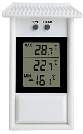 DAZZLEEX Thermomètre numérique à affichage max min serre jardin intérieur extérieur mur chambre affichage numérique thermomètre thermomètre blanc