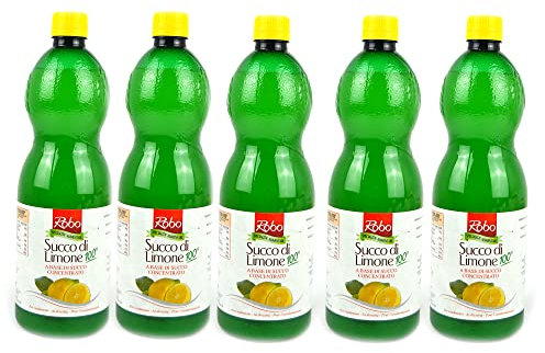PZ 5 BOTTIGLIE DA 1 LT CADA UNA SUCCO DI LIMONE A BASE DI SUCCO CONCENTRATO LEMON JUICE IN BOTTIGLIA