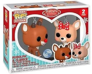 Funko Pop! Keychain: Rudolph - 2 Packung Rudolph & Clarice - Rudolph The Red-Nosed Reindeer - Neuartiger Schlüsselanhänger - Vinyl-Minifigur Zum Sammeln - Strumpffüller - Geschenkidee - Movies Fans