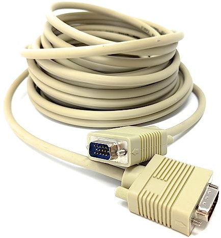 10m VGA to VGA Cable 15 pin SVGA Male to Male for Monitor Computer PC Laptops TV Projectors Extension Lead HD15 All Data Pins Connected 33ft Beige