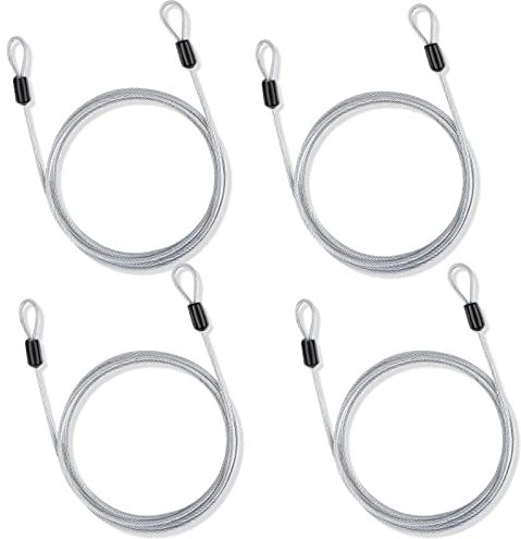 4 unidades de cable de seguridad, cable de acero con ojales, seguridad de acero inoxidable, cable de seguridad, cuerda de acero con mosquetón para muebles de jardín, bicicleta (1.5 mx2.5 mm)