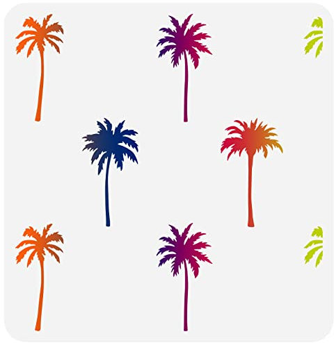 FINGERINSPIRE Palmen Schablone 30x30cm Wiederverwendbare Tropenbaum Zeichnungsvorlage Für Die Wand, DIY Kunst Strandbaum Sommerthema Schablone Zum Malen Auf Holz, Möbel, Stoff, Scrapbooking