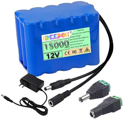 FREEDOH Batterie au Lithium DC 12V, Batterie Li-ION Rechargeable 10AH 12Ah 15AH 20AH 30AH puissante Batterie au Lithium polymère Portable, adaptée aux équipements d'alimentation 12V,12v 15ah