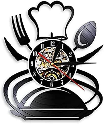 AVJERA Horloge Murale Vintage Fourchette Couteau Et Cuillère Disque Vinyle Horloge Murale Horloge Murale Main