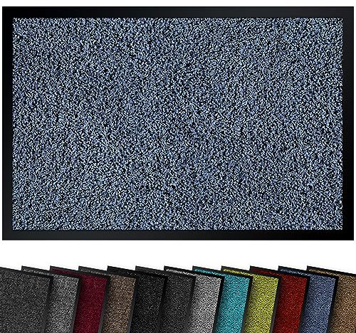comflor Hochwertige Fußmatte Blau 90x120 groß für Innen & Außen - Schmutzfangmatte rutschfest, waschbar & wetterfest - Fussmatte für Eingangsbereich & Aussenbereich - Läufer Flur dünn