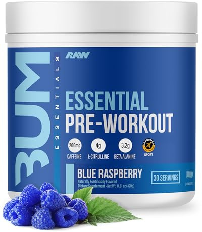 RAW Nutrition - Essential Pre - Chris Bumstead Pre Workout Formula, Sports Nutrition Pre-Workout Powders | Men & Womens Drink, Energy Powder for Working Out (Blue Raspberry)