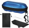 MoKo Brillenetui, Universal Halbhart Brillen Case, Sonnenbrille Lesebrille PU Brillenetui mit Metallhaken Mini Schraubendreher, Tragbar Brillenorganizer Aufbewahrung für Männer Frauen, Blau