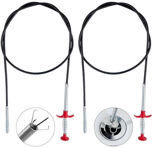 Desatascador Fregadero, 2 Piezas Desatascador Tuberias Profesional 4 Garras Limpia Tuberias 60 cm y 160 cm Cable Desatascador Tuberias para Cocina Baño Lavabo
