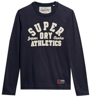 Superdry Men's Vintage Athletic Ls Top t9-Jersey (m), Black/White, XXL