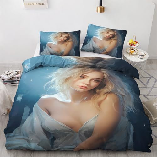 GEDAEUBA Sexy Frau Bettwäsche 135x200 Winter - Erwachsene Bettbezug 135 x 200 2er Set, Wendebettwäsche und Kissenbezug 80x80, Weiche & Angenehme & Warme Mikrofaser Bettwäsche-Sets mit Reißverschluss
