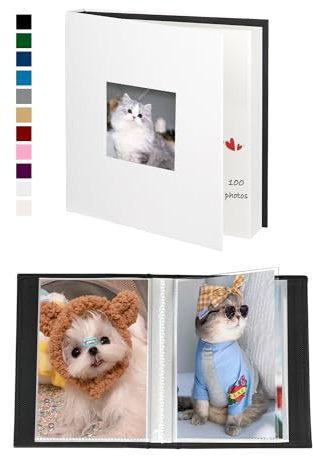 Miaikoe Fotoalbum 10x15 50 Taschen 2 Pakete, Slip in Top Loading Leinen Mini Album Buch hält 100 vertikale 10x15cm Fotos für Familie Hochzeit Baby Weiß