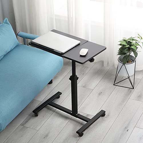 HUOLE Tavolino Porta PC con Altezza Regolabile e Ruote, Supporto per Computer Portatile Inclinabile -60 * 34.5 * 58/90 cm (nero)