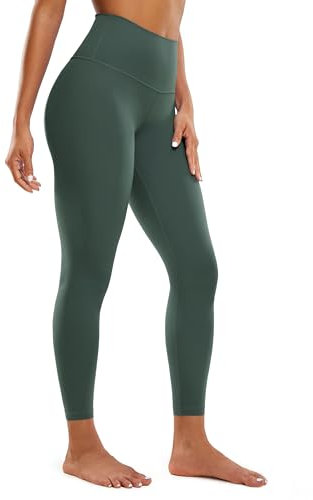 CRZ YOGA Butterluxe Damen High Waist Sport Leggings Blickdicht Yoga Leggins Sporthose Workout Gym Yogahose - 64cm Dunkles Waldgrün 38