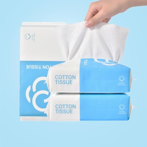 Disposable Face Towel GBB Cotton Facial Extra Thick Face Wipes Wet and Dry Face Cloths Lint Free Soft Dry Wipes for Sensitive Skin/Baby Care/Makeup Removing/Surface Cleaning (3 Pack)