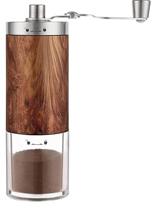 JS Gourmet Stainless Steel Manual Ceramic Conical Burr Coffee Beans Grinder Espresso Mill with Adjustable Settings - Portable and Easy to Use, Consistent Grind Maintains Flavour – Hand Crank