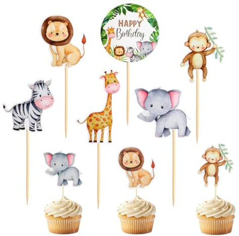 FDCGAS Waldtiere Geburtstag deko - 30 pcs Wald Tier Party kuchendeckel Woodland Cupcake Topper Dessert Picks für babyparty Kinder Geburtstag