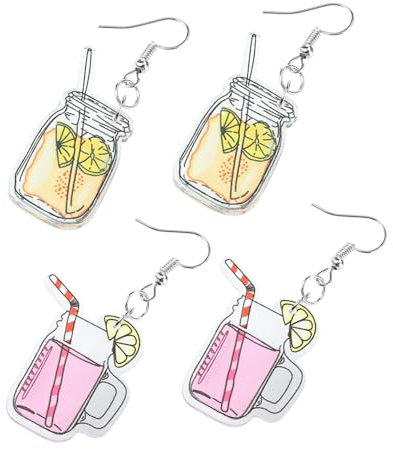 SAFIGLE 2 Pairs Cold Drink Earrings Fruit Mug Earrings Ear Dangler Ornaments for Pendant Earrings for Earrings Milk Tea Cup Earring Accessories The Summer Plastic