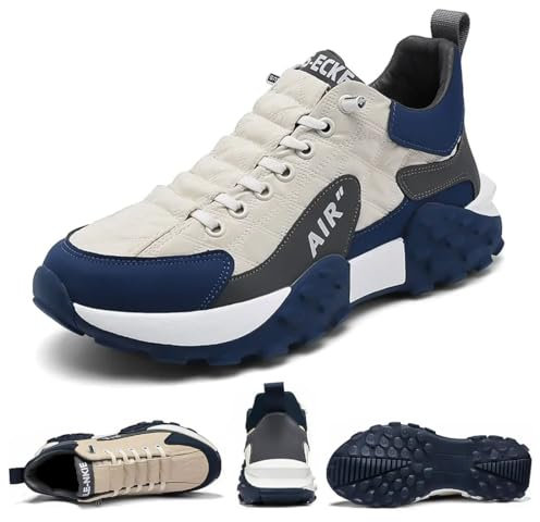 OURBUFAN Tenis ortopédicos cómodos para hombre, impermeables, Air AIP, para caminar, tenis cómodos, anchos, zapatos neutros para correr, beige, 43.5 EU