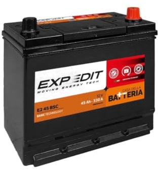 La Casa della Batteria Batteria Auto Expedit Moving Energy Tech Batteria 12v Batteria Auto 45Ah 330A E2 45 DX 21.8×13.3×22.3 cm Senza Manutenzione Pronta all'Uso Made in Italy