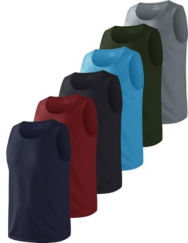 6 Pack Tank Top Herren Leicht Achselshirt Ärmellos Schnelltrocknend Atmungsaktiv Sport T-Shirt Muscle Shirt Laufen Gym Fitness Tankshirts Sommer Outdoor Funktionsshirt SetA XL