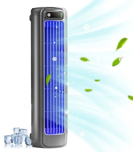 Portable Air Conditioner Cooling Ace, Ramless Wall Mounted Cooling Fan, 3 Adjustable Speeds Small Desktop Tower Fan, Quiet Air Cooler for Home Bedroom Kitchen Office (Grey)