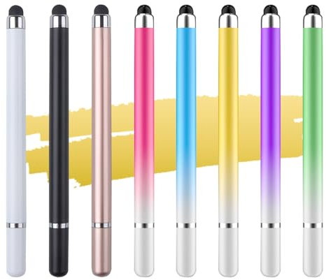 JTgugu 8 stylos 2 en 1 écran tactile en caoutchouc Stylus haute précision - Compatible avec Android iOS iPhone Tablet Téléphone iPad Samsung Huawei Xiaomi - pour dessin