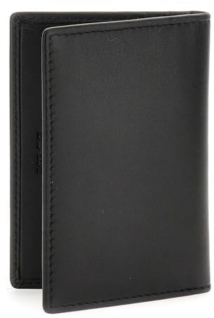 GUESS Firenze Porte-cartes plat en cuir massif Noir Taille unique moderne, Noir , Taille unique, Moderne