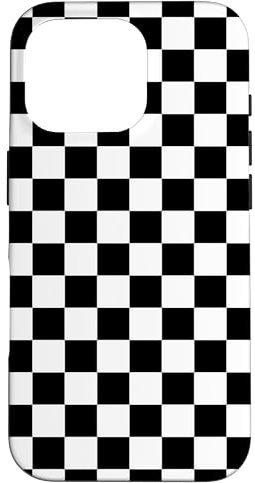 iPhone 16 Pro Black & White Checkerboard Check Pattern Checkered Case