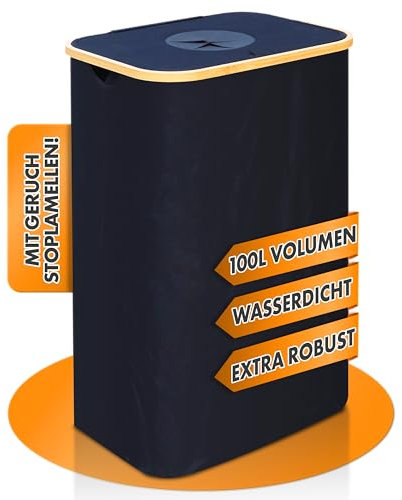 FLAME FOX Práctico recipiente para depósito de 100 l, colector de botellas vacías con tapa, resistente botellas de depósito para cocina y trastero, recipiente vacío