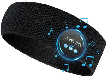 VABOO Sleep Headphone Headband, Wireless Sleep Mask Headphones Soft Ultra-Thin Sleeping Headphones Eye Mask Headphones for Sleeping, Travel, Nap (Black)