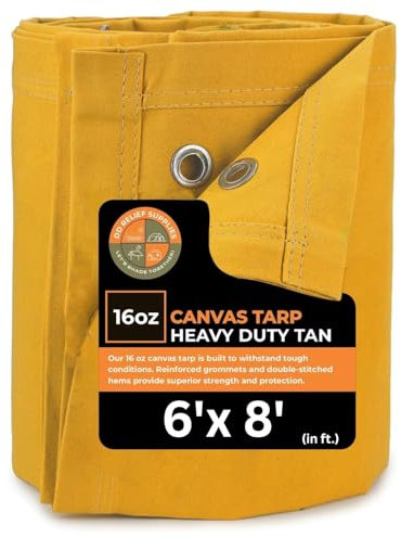 DDRS Lona impermeable resistente, 6 x 8 pies, 24 onzas, color marrón con ojales, cubierta multiusos duradera para camping, toldos, tiendas de campaña, remolques, maquinaria y equipo