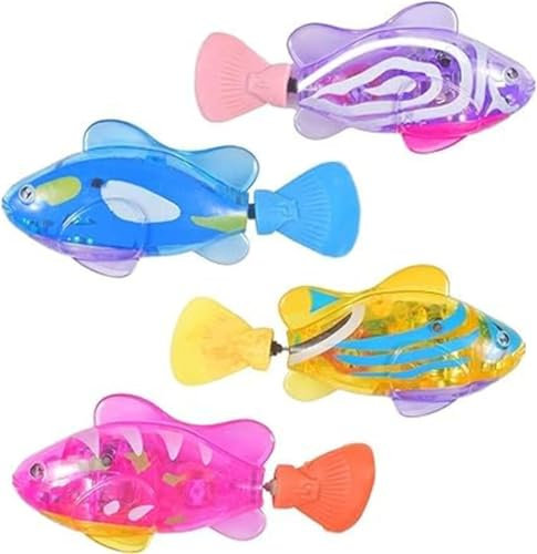 4 Pièces Poisson Robot Bain, Poisson Jouet Enfant Electronique, Natation Fish Robot, Poisson Plastique Jouet, Poisson Robot, Jouet de Piscine pour la Piscine - Enfants