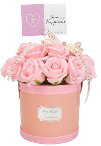 Mothers Day Flower Gifts for Mothers Day,Birthday Flowers for Women,Everlasting Flowers Decorative Faux Flowers,Grandma Birthday Gifts,Wedding Decoration Table Centerpieces,Pink Roses