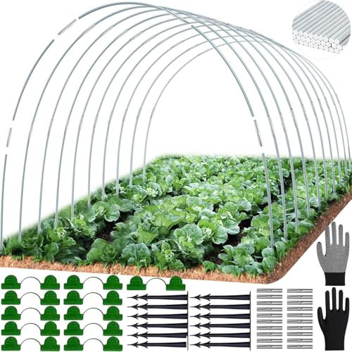 Shengruili 50 Pcs Pflanztunnel Bögen,Folientunnel für Hochbeet,Tunnelbögen Hochbeet,Gewächshaus Reifen,Gewächshaus Bogen,Tunnel Gewächshaus,Folientunnel für Hochbeet