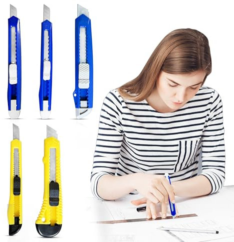 5-Piece Utility Knife Set - Precision Cutting Tools with Snap-Off Blades, Ergonomic Design, Stainless Steal Blade, Cutting Tools for Box Opening - Ideal for Crafting, DIY, and General Use