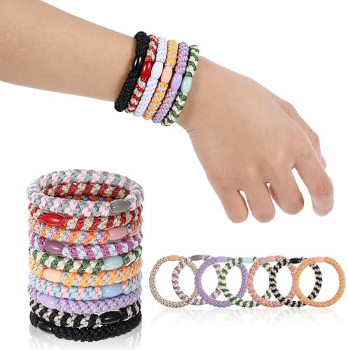 Nogeqi 18 Stück Bunt Geflochten Scrunchies Damen, Mode Haargummi Neon Haargummis Armband Mehrfarbigen, Mixed Color Braided Hair Ties Pferdeschwanz Inhaber für Dickes Dünnes Lockiges Haar