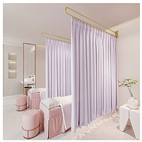 PLSZLL Raumteilervorhang - Sichtschutzvorhang lichtdurchlässig - Trennvorhang für Schönheitssalons - goldene Metallvorhangstange (Farbe: Lila-230 cm, Größe: 240 cm)