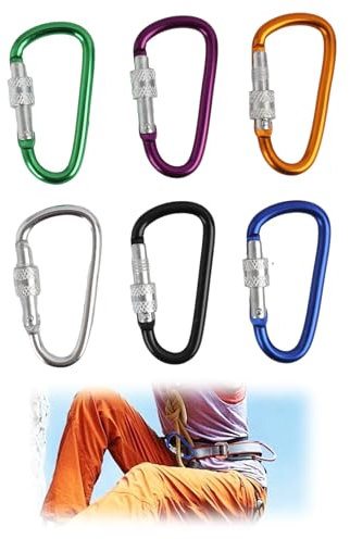 6 PCS Mini Mousquetons en Alliage d'Aluminium, Fermeture à Vis, Couleurs Variées, pour Porte-Clés et Sacs à Dos