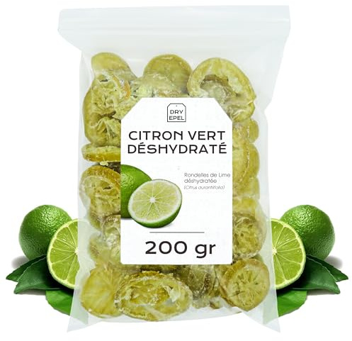 Fette Lime Disidratate Con Zucchero 200 g - Fette di Lime Per Cocktail - Lime Essiccata - Frutta Disidratata - Senza Glutine