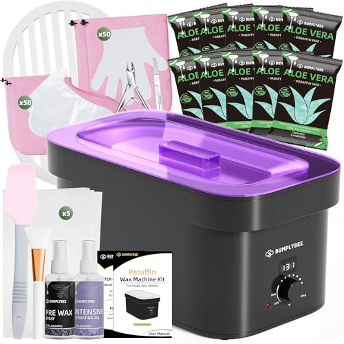 BUMPLYBEE 7000ml Paraffin Wax Machine for Hand and Feet-Black Hand Wax Paraffin Machine for Hands with 10pcs Aloe Vera Paraffin Bath Refills，Foot Care Kit,Moisturizing and Exfoliating