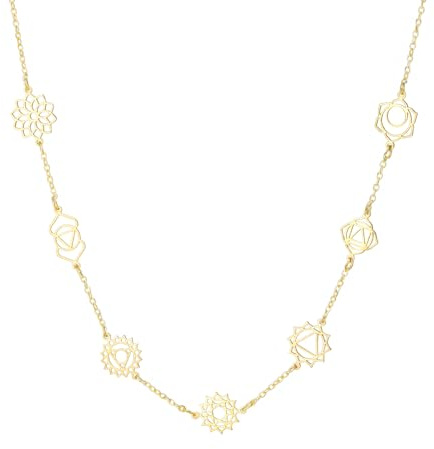 LIKGREAT 7 Chakra Halskette für Damen Edelstahl Energie Symbol Anhänger Halskette Yoga Schmuck Spiritueller Heilungs Talisman
