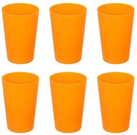 sourcing map 6 Pcs Plastic Tumblers, 8.8oz Reusable Drinking Glasses Unbreakable Water Tumblers for Home Office Outdoors Restaurant Water, Coffee, Milk, Juice, Tea, Orange