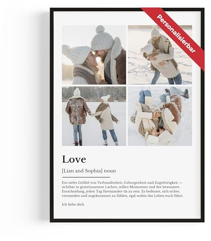 GiveSmiles Personalisierte Definition Poster – mit 4 Fotos & editierbarem | Titel wie Wir, Love | Geschenk Valentinstag für ihn oder Partner Geschenke | Ich liebe dich Geschenke für Frauen und Männer